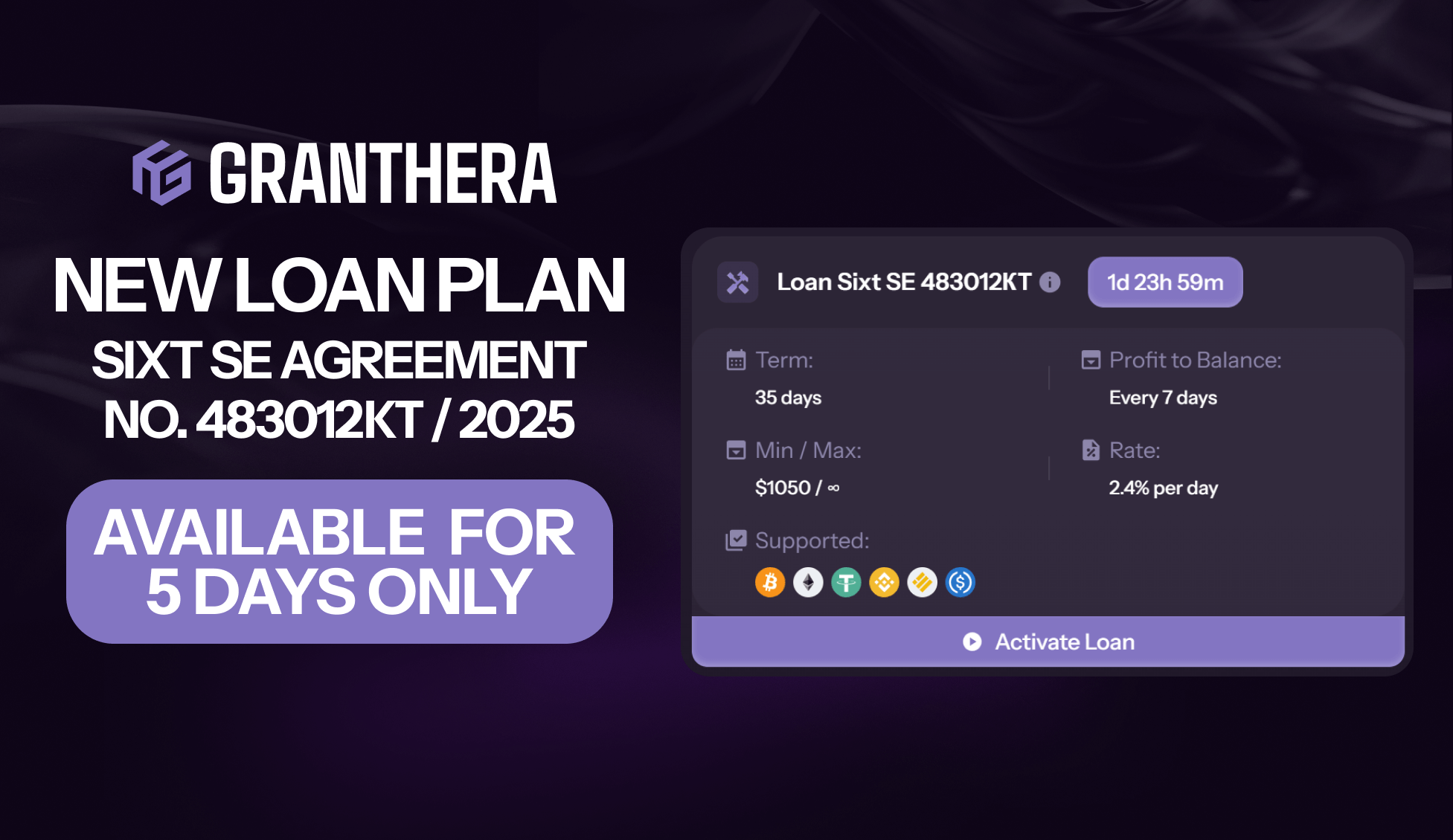  Granthera Launches a New Premium Liquidity Crypto Loan Following the Sixt SE Deal